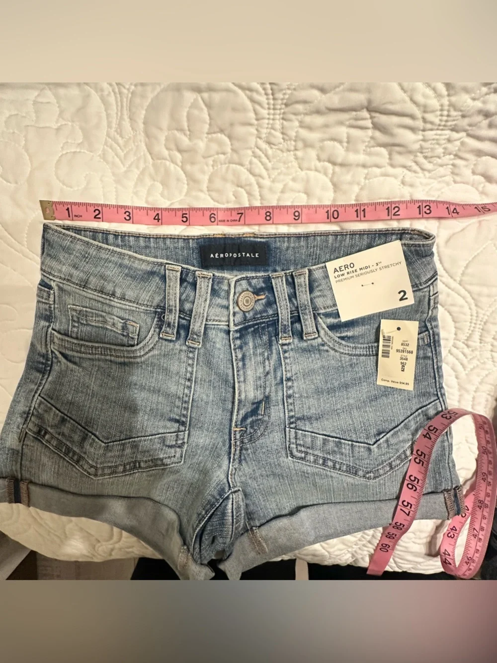 NWT Aeropostale premium stretch denim mini shorts with 3” inseam- size 2